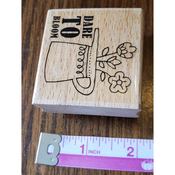 Lynette Anderson Taylor Studio G Dare To Bloom Flowers in a Pot Rubber Stamp - Picture 3 of 8